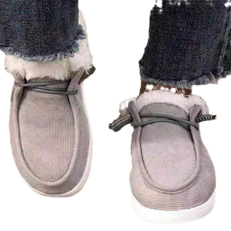 Cotton shoes women's outer wear student Korean version versatile flat-bottomed autumn and winter Doudou shoes velvet warm shoes non-slip