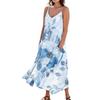 Women's Casual Tie-Dye Floral Print Sleeveless Pocket Dress