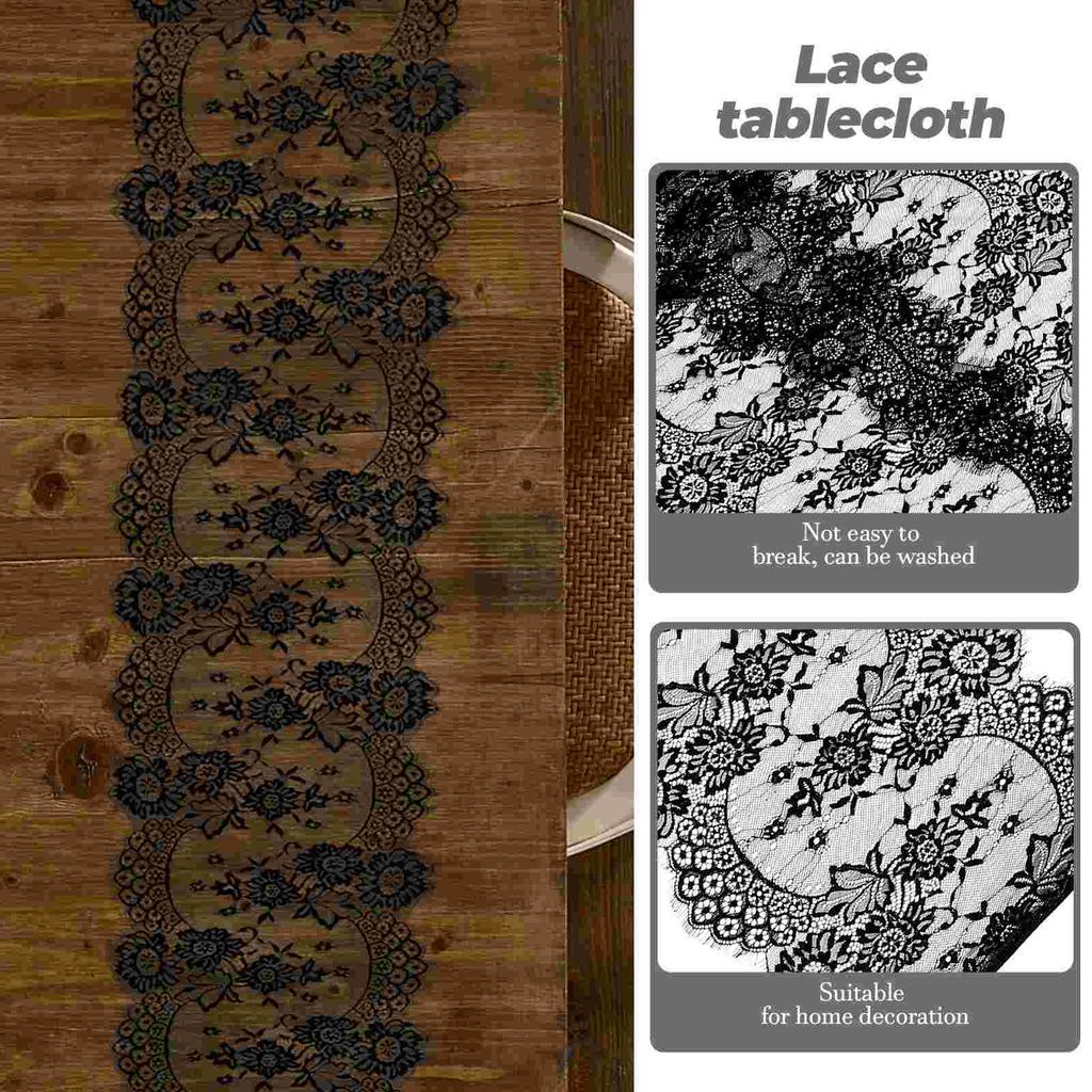 Black Elegant Lace Tablecloth Lace Tablecloth Decorative Runner Table Cover Household Supplies Wedding Party Tablecloth