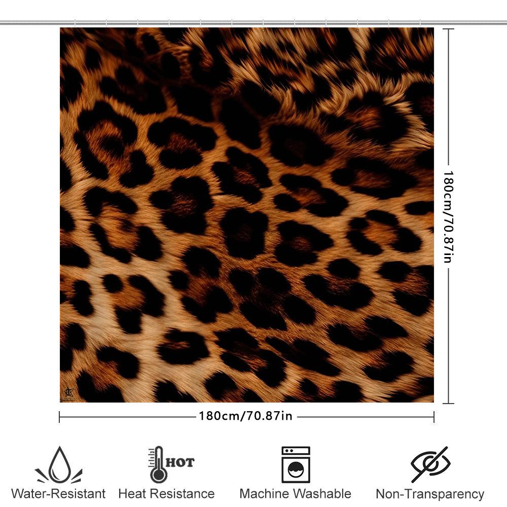 Animal Print Shower Curtain Leopard Design Bath Decoration Waterproof Fabric Rug Customizable Size For Home Bathroom Decor