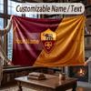 Custom Name Flannel Throw Blanket AS Roma FC Pattern Warm Home Decoration