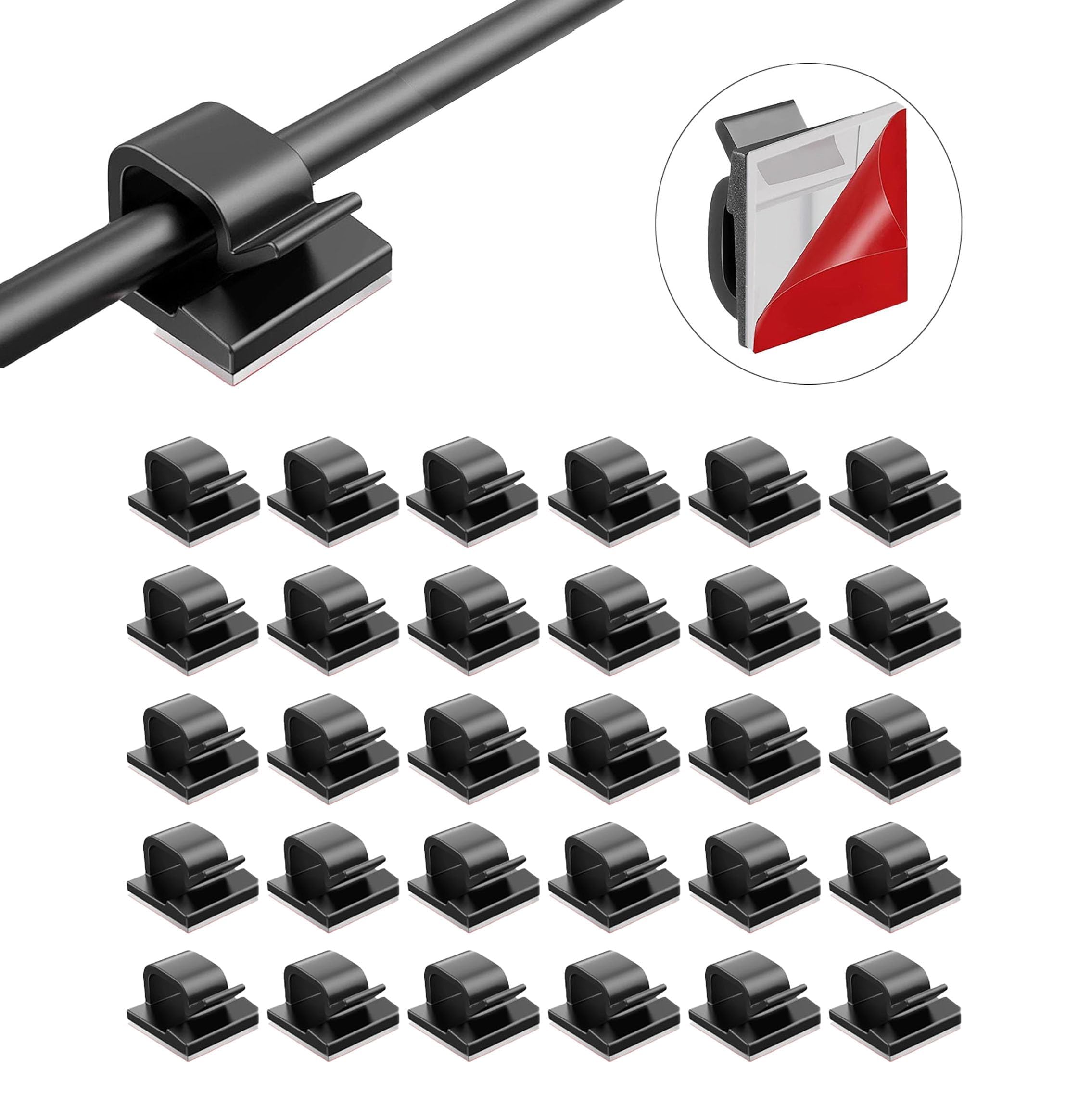 

Neyiem Cable Кабельний столик Автомобільний дріт Дріт Міцна стрічка Чорний затискач, підставка, зберігання, проводка, затискач, прихований, двосторонній (30 штук), чорний