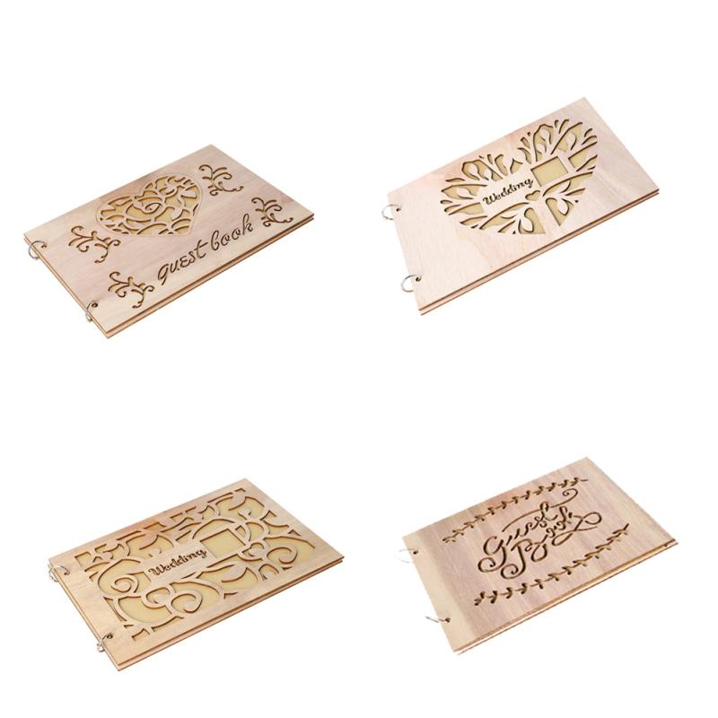 Boxwood Wedding Guestbook Notepad Hollow Design Rustic Style Memorial Sign-in Book 20 Inner Pages