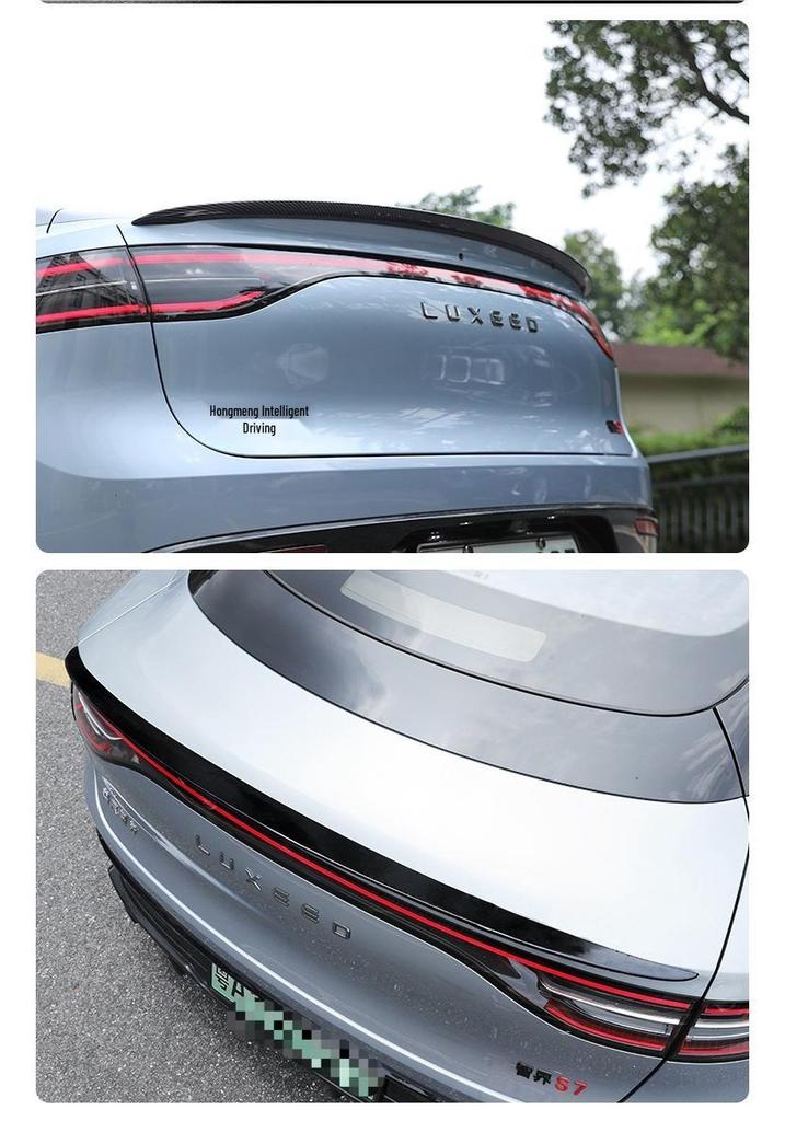 Punch-Free Rear Spoiler for Chery S7 Sports: Trunk Wing, High-End Carbon Fiber Texture.