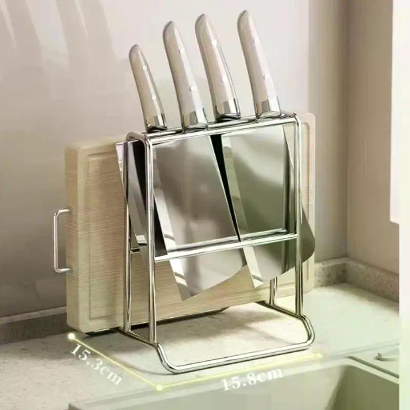 3D Drainage Stainless Steel Rack for Storing Knives and Chopping Boards in Kitchen