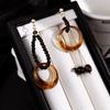 Vintage Maillard Beaded Fringed Earrings Autumn And Winter Asymmetrical High-End Sense Niche Unique Earrings Women'S Models