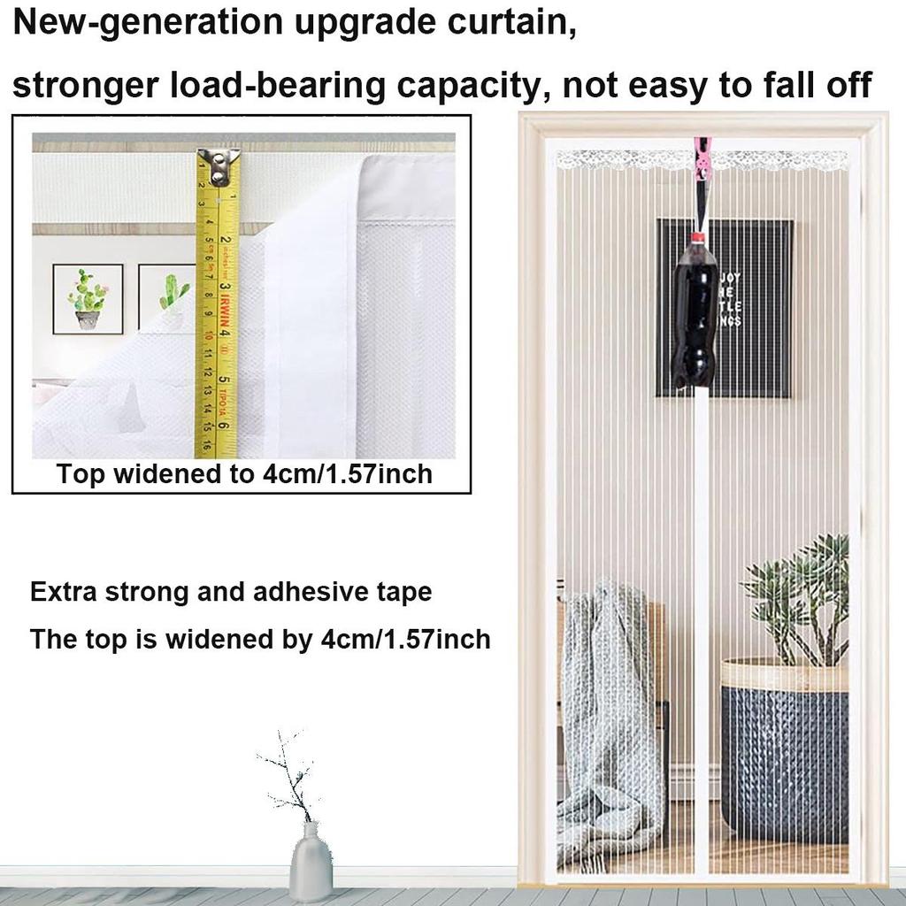 Magnetischer Fliegengitter-Türvorhang, selbstdichtende Fliegengittertür, robuster Türgitter-Magnetverschluss, insektensicher, einziehbares Fliegengitter-Türnetz, Weiß