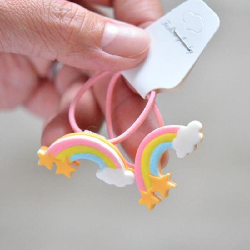 1 Pair Kid Hair Band Cute Sweet Floral Heart Bear Crystal Hair Rope for Baby Girl Little Girl Hair Accessories
