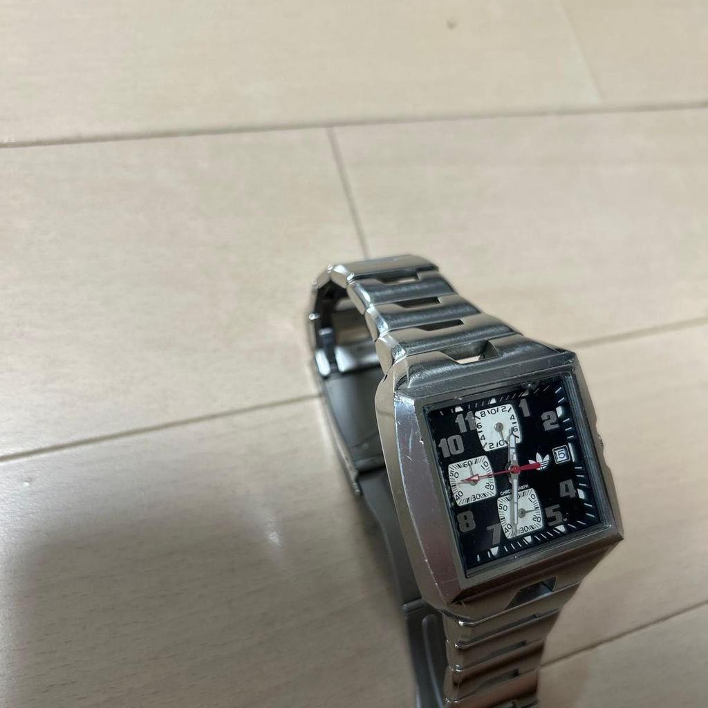Used adidas CS3500 Chronograph Silver Watch Clock Vintage Collection Super Rare Limited Y2K