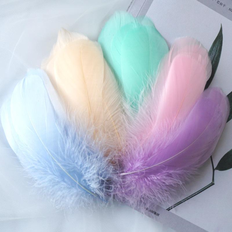 50Pcs Macaron Colored Feather Decorative Goose Feather Large Medium Floating Dream Net Gift Box Filled With Bouquet Diy Handmade Materials