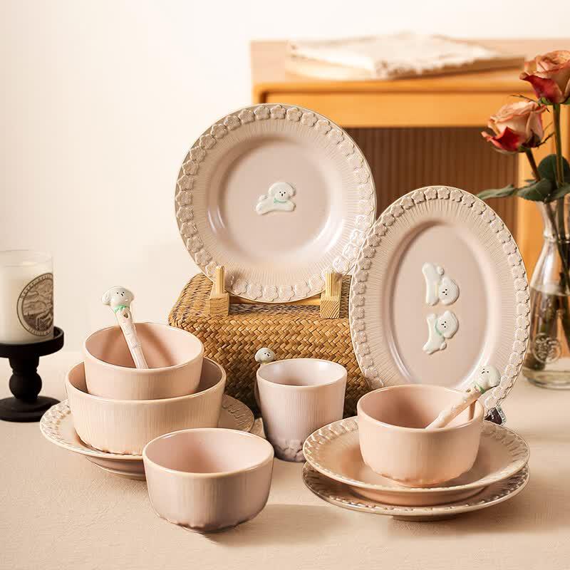Cute Cartoon Ceramic Dinnerware Gift Set