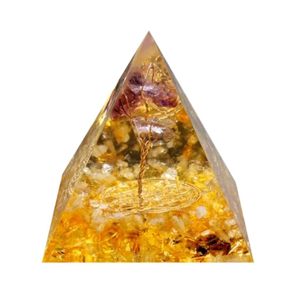 Handmade Orgone Pyramid Natural Crystal Reiki Chakra Orgonite Energy Generator Jewelry Home Office Decoration Gift