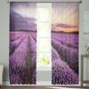 Lavender Sunset Purple Flower Field Tulle Sheer Window Curtains for Living Room Kitchen Children Bedroom Voile Hanging Curtain