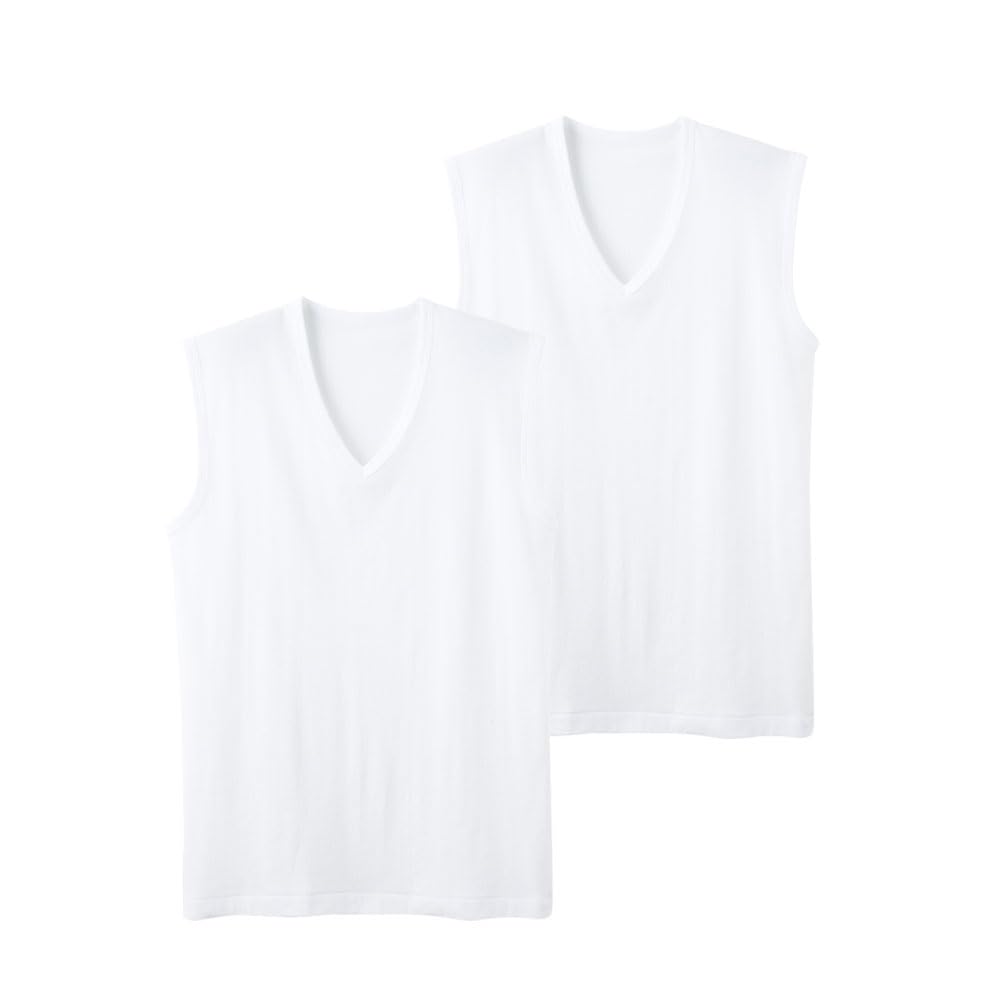 

Внутренний комплект для охлаждения без рукавов из L [Gunze] топов, рубашка с V-образным вырезом, фрезеровка, 2, мужской, белый, белый