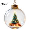 Decorative Props for Holiday Gatherings Christmas 3D Faux Crystal Ball Hanging Ornaments with Warm LED Coordinated Tree Supplies Lights, Luminous