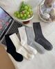 Multi-Color Solid Women's Knee-High Socks Cotton Double-Needle Sweat-Absorbent Socks