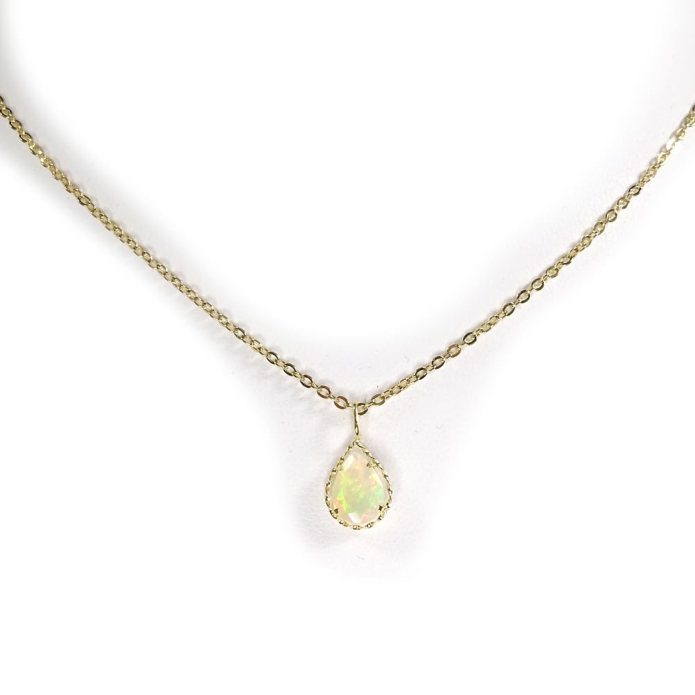 and My Jewelry K18 Natural Opal Necklace Pendant 18k Gold Pear [Your Box] (18k gold) (18k Shape) [Gift Wrapped]