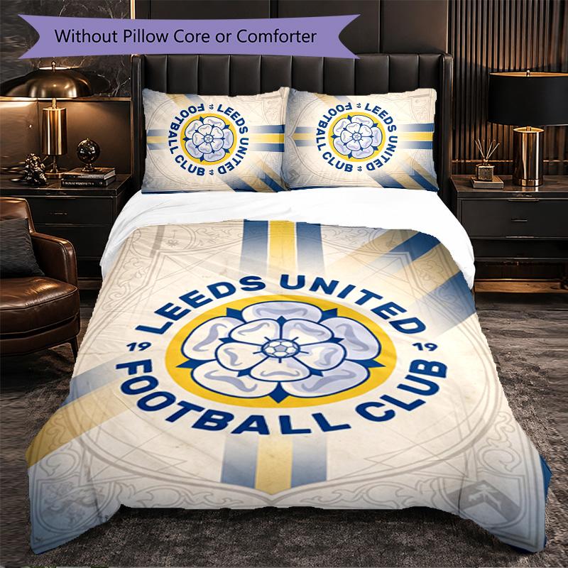 Leeds United Themed Bedding 3Pcs Duvet Cover Set Decorative Bed Linen For Teen Room Home Decoration