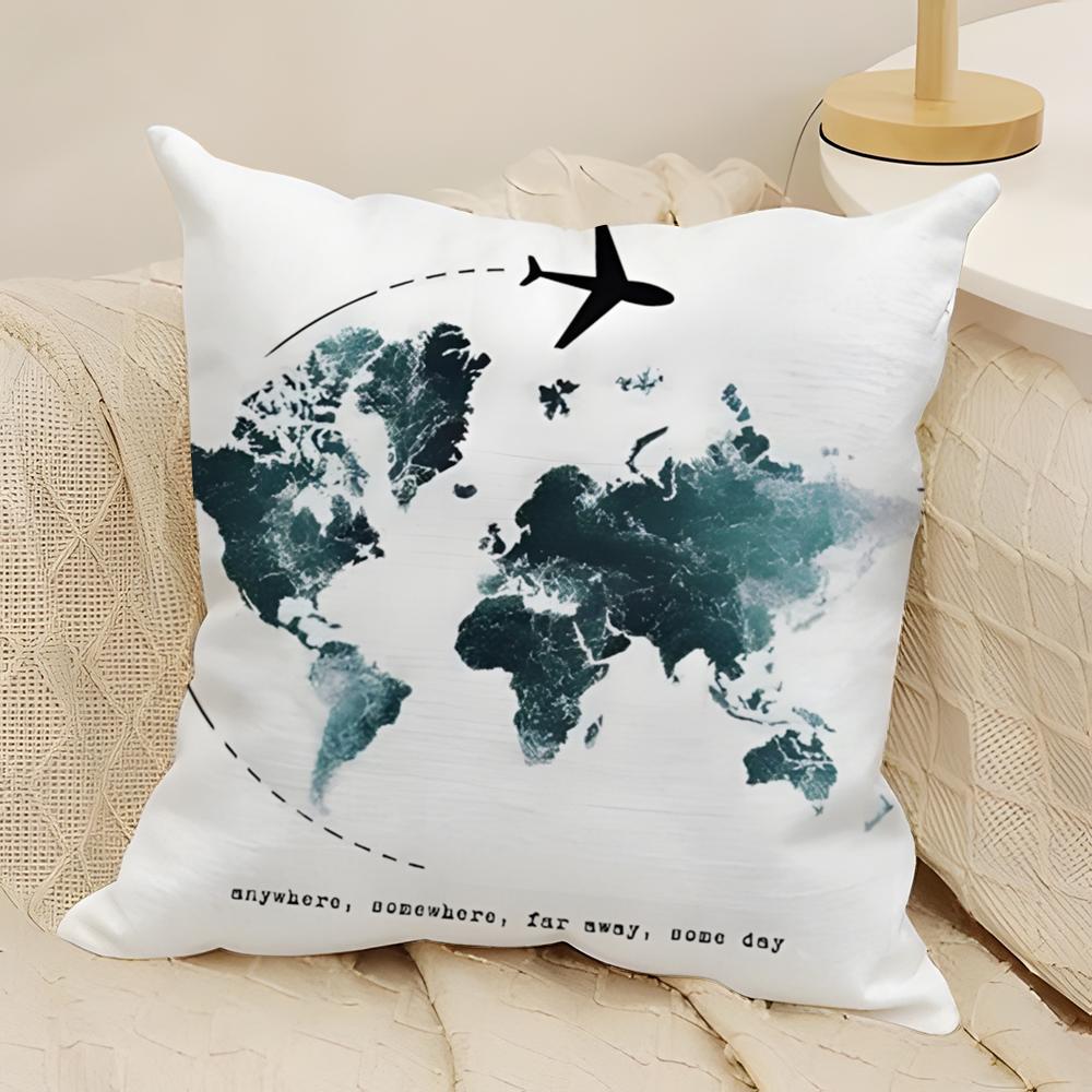 Black Pattern For Airplane Pilots 2 Pillow Case Natural Linen Double-Sided Printing Sofa Home Decor Cushion Cover