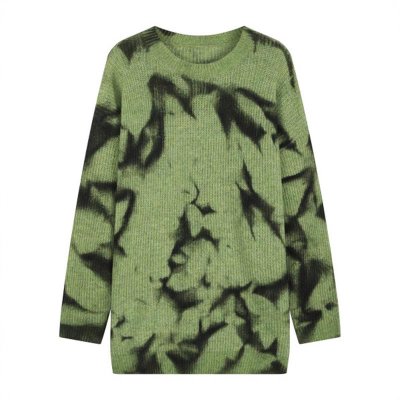 

European & American Style Plus Size Long Sleeve Sweater Dress for Women - Autumn/Winter Casual Loose Fit 4XL армія зелений колір