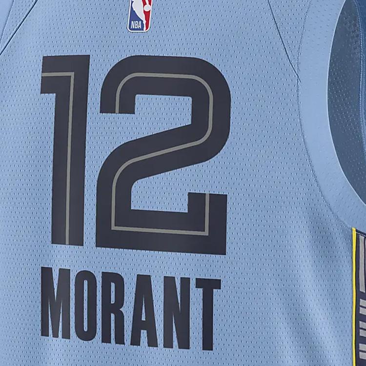 Jordan NBA Team Quick-Dry Basketball Jersey Fan 22-23 Morant #12 Unisex Tops Light-Blue DO9531-422