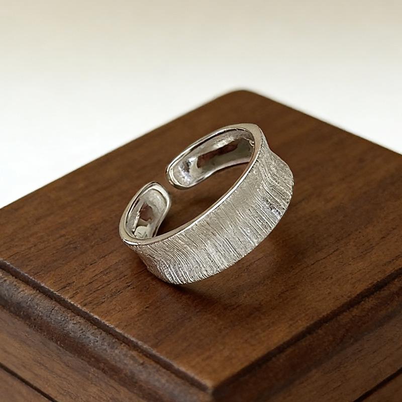 925 Silver Wire Drawing Thick Stackable Rings For Women Couple Luxury Quality Jewelry Accessories Birthday Gift