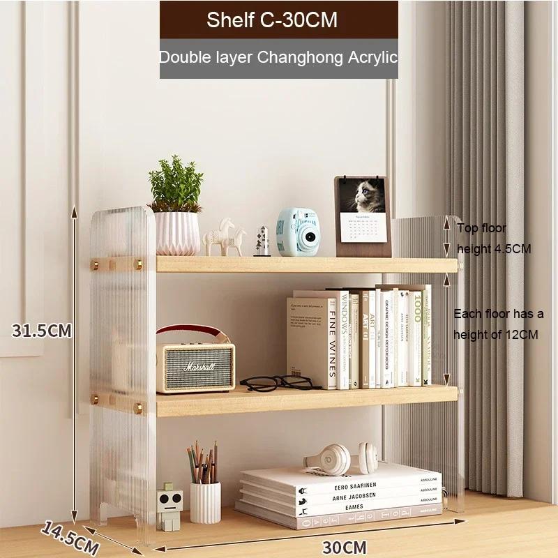 Desktop Storage Rack Office Supplies Organizers 3 Layers Acrylic Bookshelf Desk Holder Dormitory Book Shelf Kitchen Storage Rack