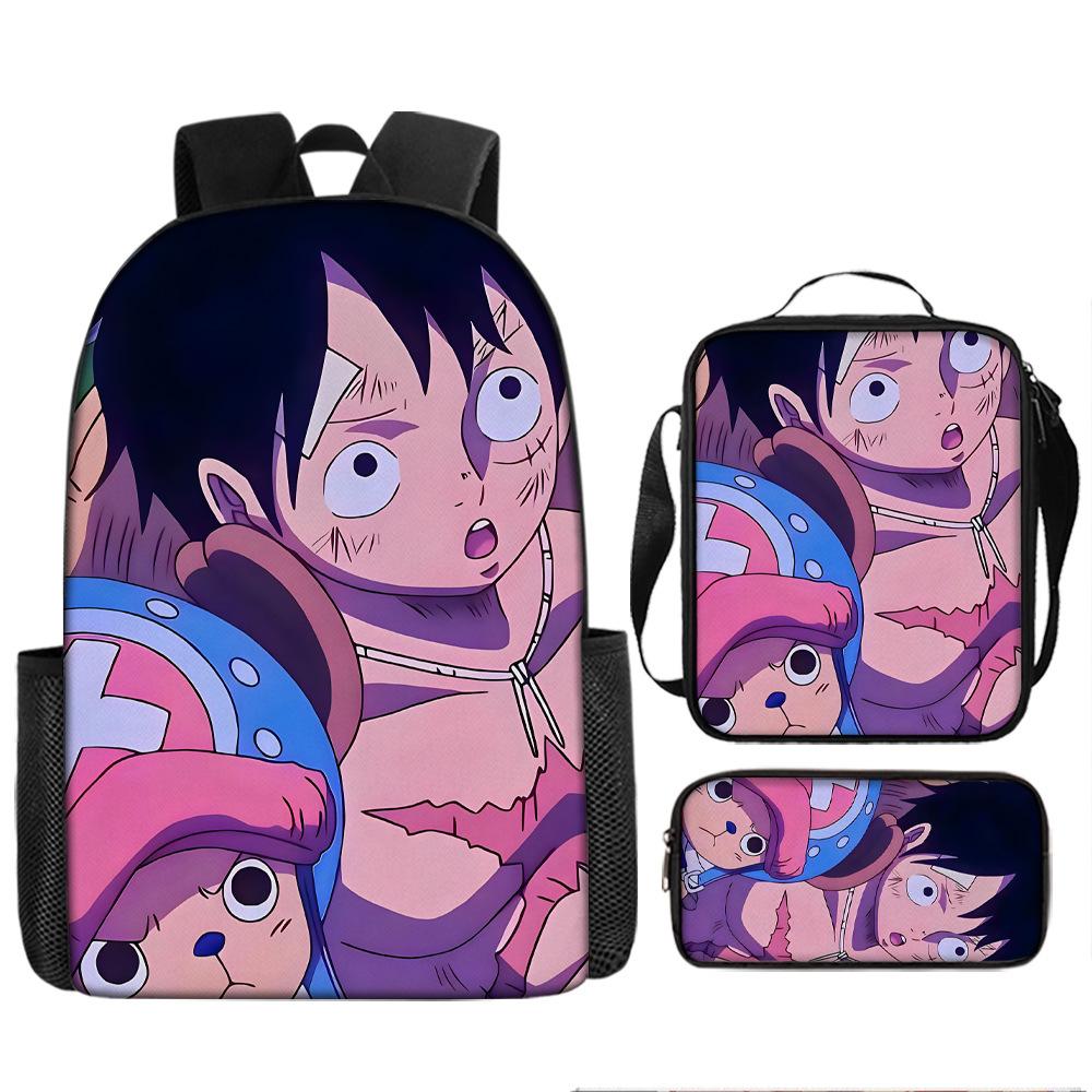 Animation ONE PIECE schoolbag three-piece play peripheral backpack large capacity middle school student outdoor campus computer bag