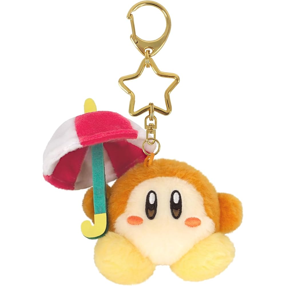 San-ei Trading Kirby Mini Plush Mascot Keychain with Parasol Design