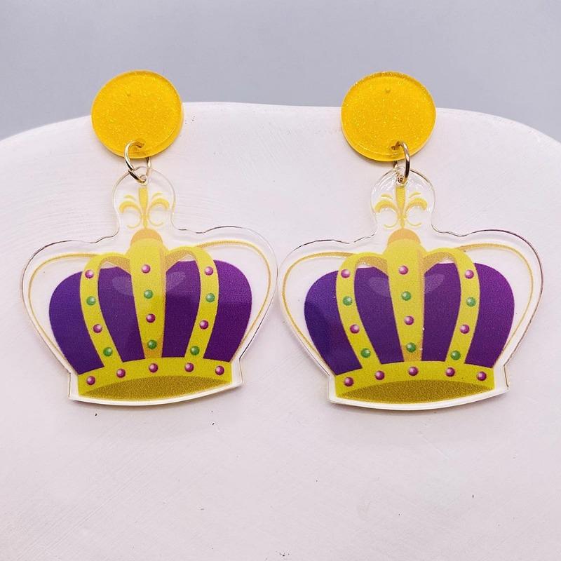 

New Carnival Acrylic Earrings Shiny Exaggerated Mask Earrings Letters GRAS Avocado Earrings Europe And