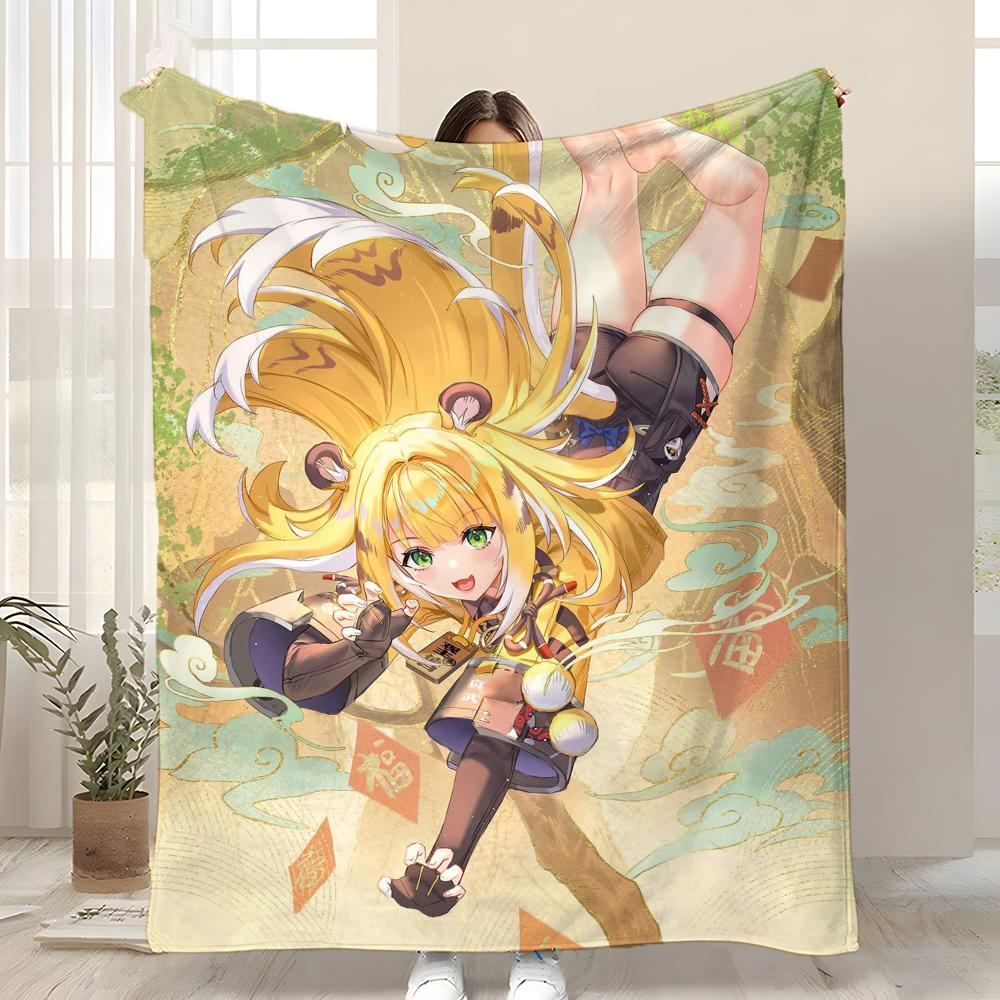 Game Zenless Zone Zero Ju Fufu Throw Kid-Friendly Flannel Throw Blanket Soft Warm Anti-Static Washable All Season