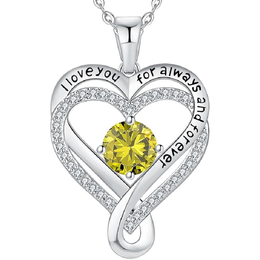Schmuck für Frauen Ehefrau Unendlichkeit Herz Geburtsstein Ich Liebe Dich Halskette S925 Jubiläum Frauen Halsketten Geschenk für Freundin Mutter Tochter Sterling