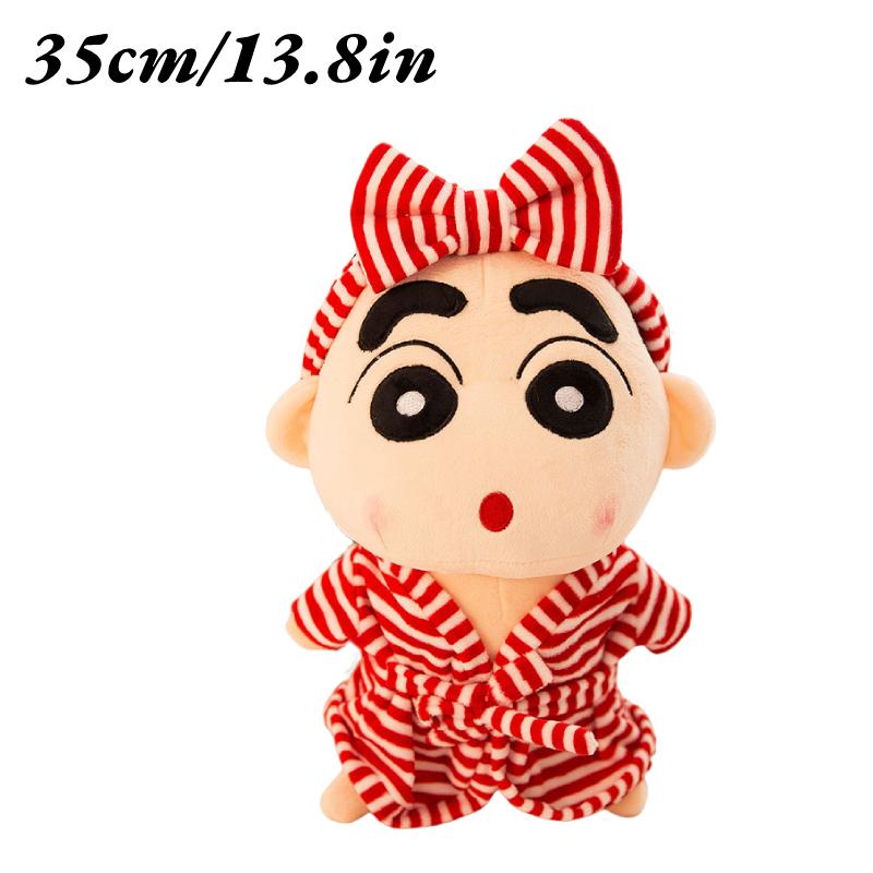 

Shinchan Crayon Cartoon Bathrobe Throw Pillow Doll Plush Toy Kids Gift Birthday Red Stripe,35cm/13.78in