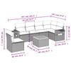 7-teiliges Gartensofa-Set mit Kissen, graues Poly-Rattan