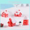 Festive Resin Snowy House Ornament Red Style Christmas Snowman Gift Decoration