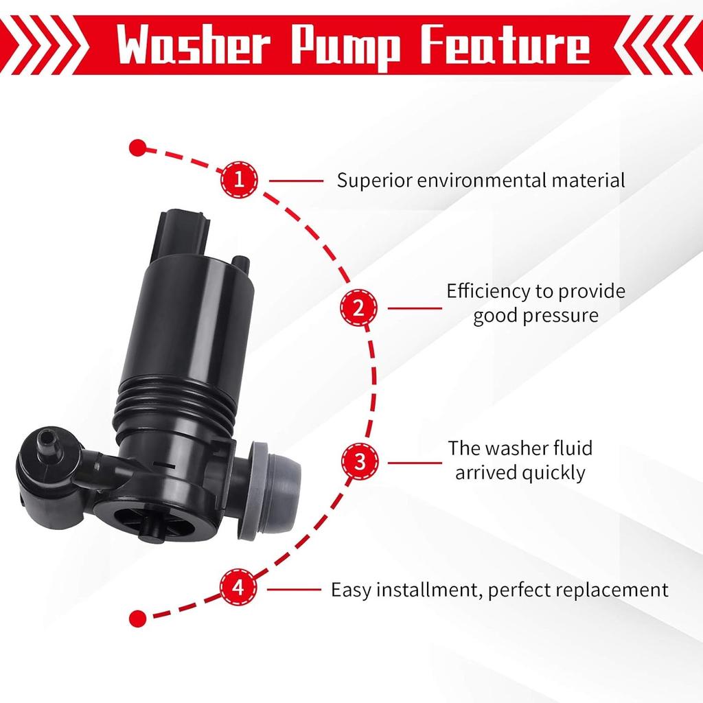 5093412AA Windshield Washer Pump with Grommet for Chrysler | Dodge | Jeep Grand Cherokee, Liberty | Land Rover Replaces OEM# 4818-232316A