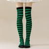 Damski Pasiasty Zestaw Ocieplaczy na Ręce i Nogi Zimowe Dzianinowe Skarpety Wysokie za Kolano Długie Rękawiczki Bez Palców Zestaw na Boże Narodzenie Halloween