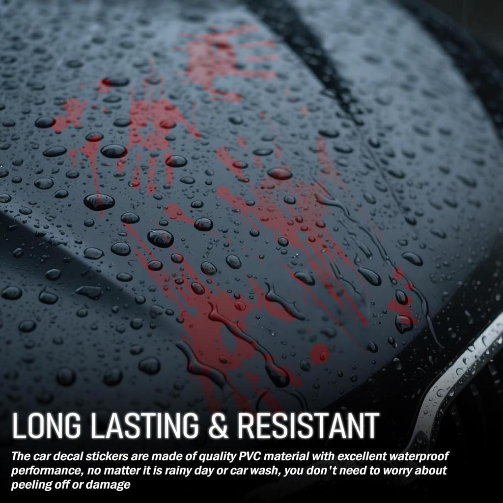 12 Sheets Halloween Blood Car Stickers And Decals,Funny & Stylish Halloween Car Decorations For Engine Hood/Rear-View Mirror/Door,Self-Adhesive