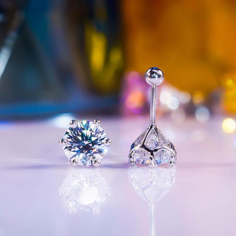 Best-selling 1 Carat D Color Moissanite Six-Claw S925 Sterling Silver Stud Earrings with Threaded Back