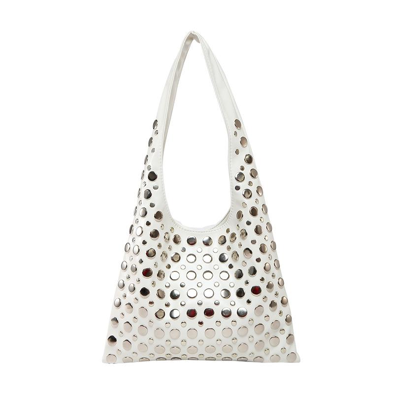 Niche Commuter Bag 2025 New Korean Version Fashion Rivet Personality Hand Bag Women's One Shoulder Armpit Bag PU