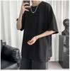 Men's Ice Silk Short-Sleeve Button-Down T-Shirt - Loose, Cool Summer Trendy Round Neck Top