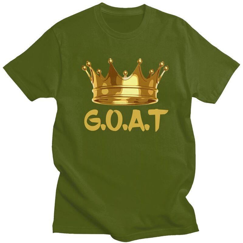 Golden Crown GOAT King TShirt Pure Cotton Tees Shirt Streetwear Tshirts Casual ShortSleeve Clothes For Men Birthday Gift