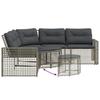 L shaped Garden Sofa with Cushions and Footstool Grey Poly Rattan