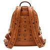 Mcm Stark Classic Vintage Floral Print Double-Sided Rivet Canvas And Leather Backpack Unisex And Couple Style Brown Cognac Color