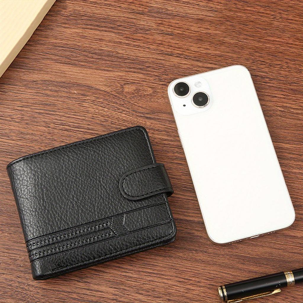 1pc Minimalist Fashionable Men's Wallet, PU Leather Short Wallet with Zipper Buckle, Coins Wallet Card Bag