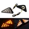 2x Motorcycle 12V Euro Triangle Flush Mount Turn Signal Smoke Amber LED Light AP