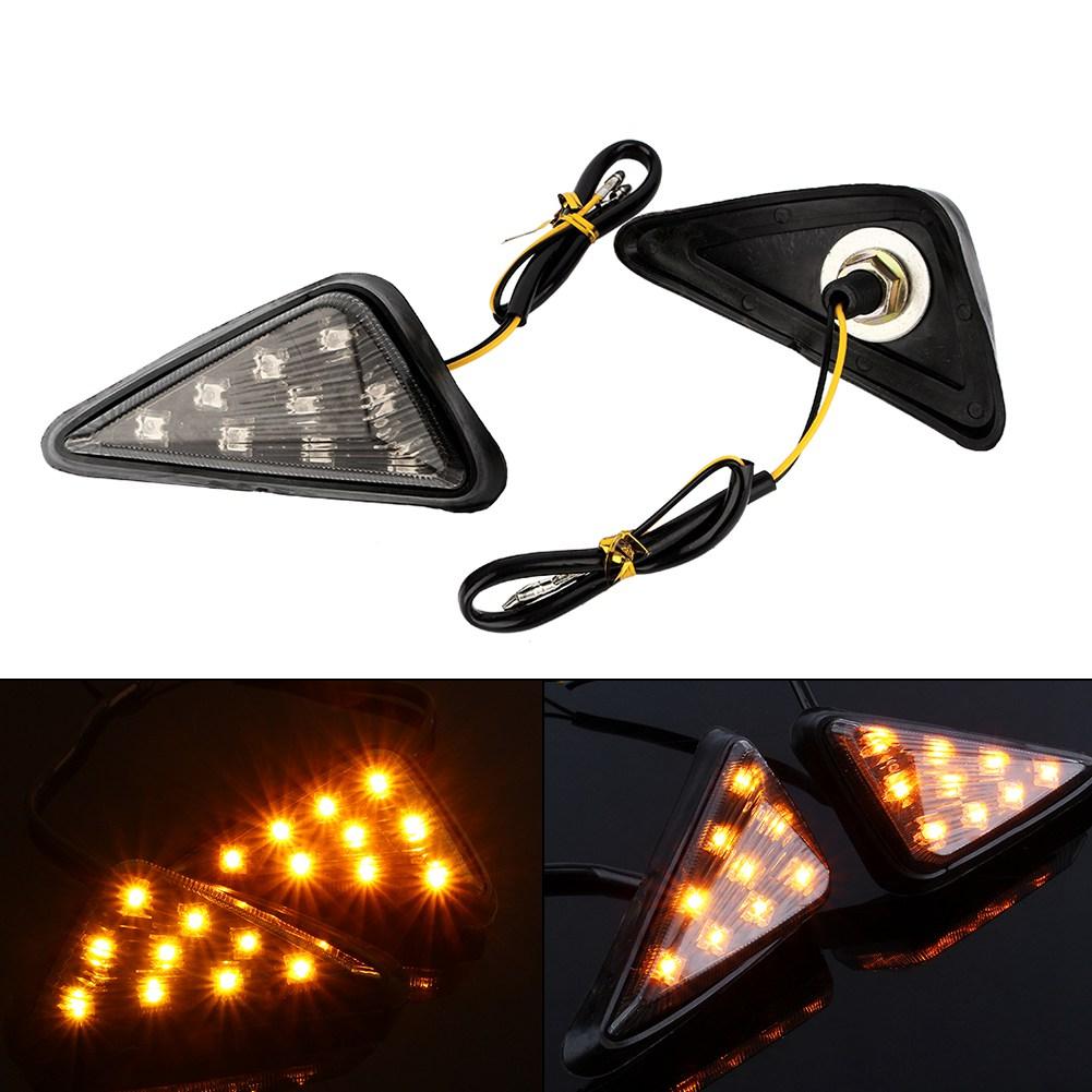 2x Motorcycle 12V Euro Triangle Flush Mount Turn Signal Smoke Amber LED Light AP