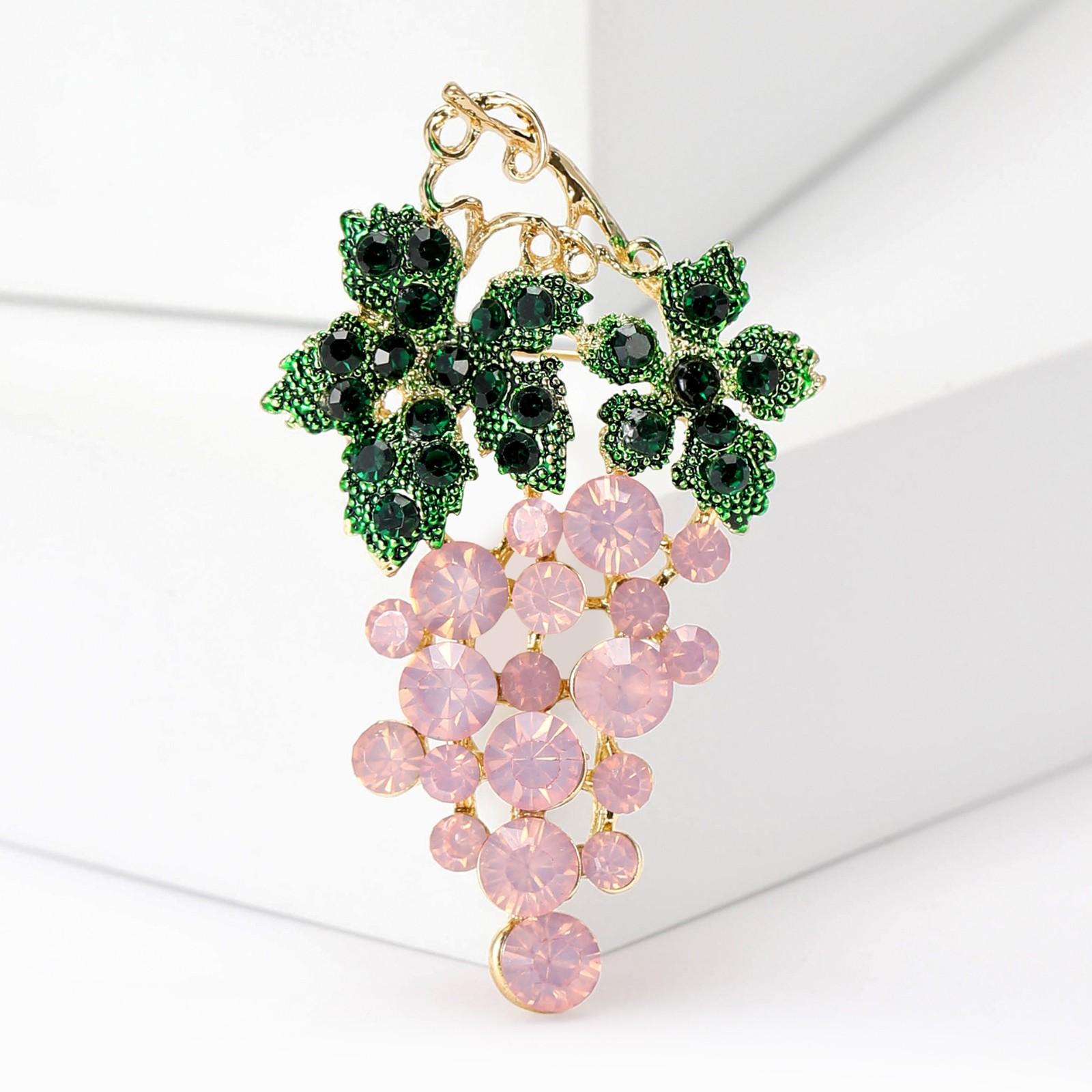 

Брошь с четырьмя листочками из стразов One Size розовый