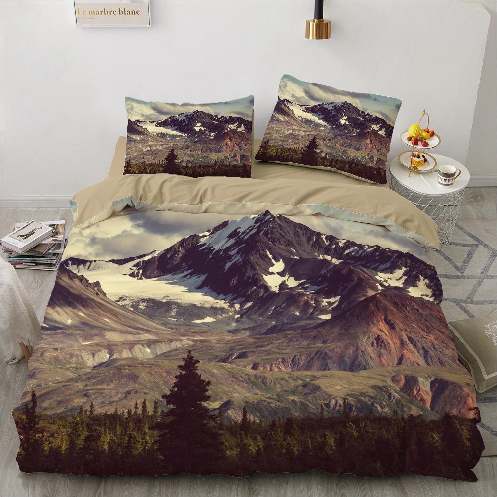 

Легкий комплект постельного белья с 3D природными пейзажами и пейзажной печатью, пододеяльник AU180 * 210, полноразмерное покрывало, роскошное одинарное/двойное пододеяльник AU King 210x240cm