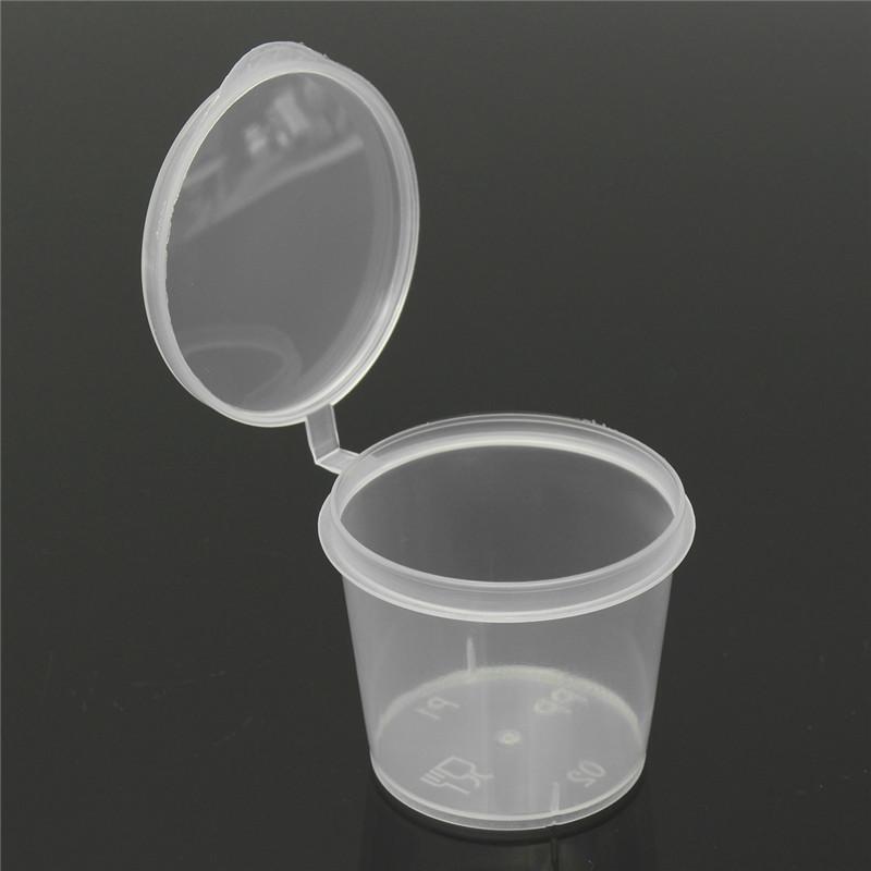 30Pcs 25ML Disposable Mini Food Storage Containers Plastic Transparent Sauce Cup With Hinged Lids for Pigment Paint Palette Box